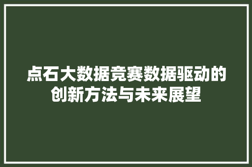 点石大数据竞赛数据驱动的创新方法与未来展望  第1张