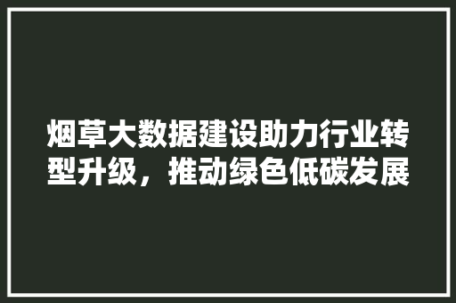 烟草大数据建设助力行业转型升级，推动绿色低碳发展  第1张