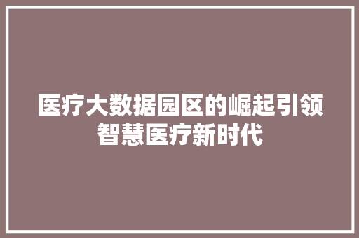 医疗大数据园区的崛起引领智慧医疗新时代  第1张