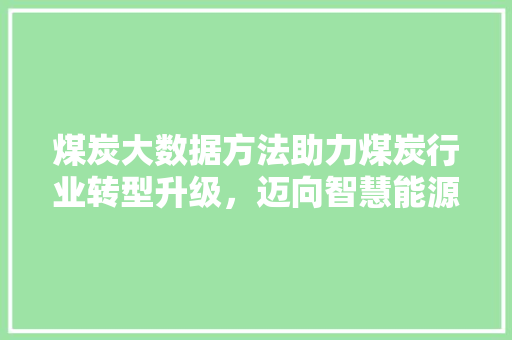 煤炭大数据方法助力煤炭行业转型升级，迈向智慧能源新时代  第1张