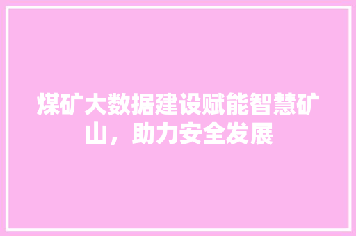 煤矿大数据建设赋能智慧矿山，助力安全发展  第1张