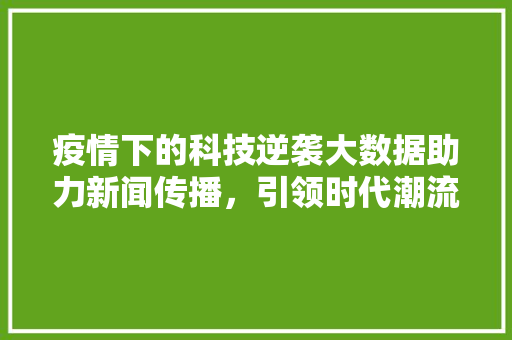 疫情下的科技逆袭大数据助力新闻传播，引领时代潮流  第1张