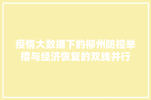 疫情大数据下的柳州防控举措与经济恢复的双线并行  第1张