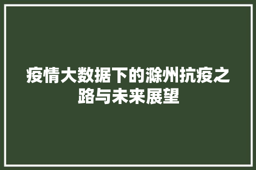 疫情大数据下的滁州抗疫之路与未来展望  第1张