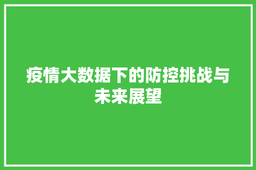 疫情大数据下的防控挑战与未来展望  第1张