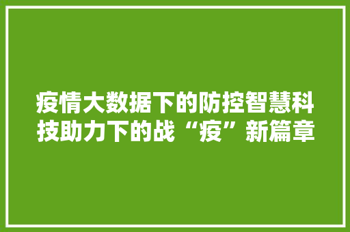 疫情大数据下的防控智慧科技助力下的战“疫”新篇章  第1张