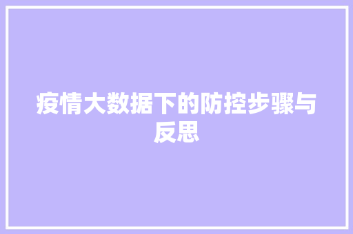 疫情大数据下的防控步骤与反思  第1张