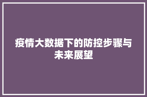 疫情大数据下的防控步骤与未来展望  第1张