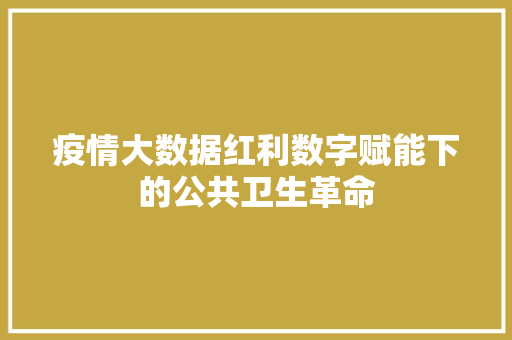疫情大数据红利数字赋能下的公共卫生革命