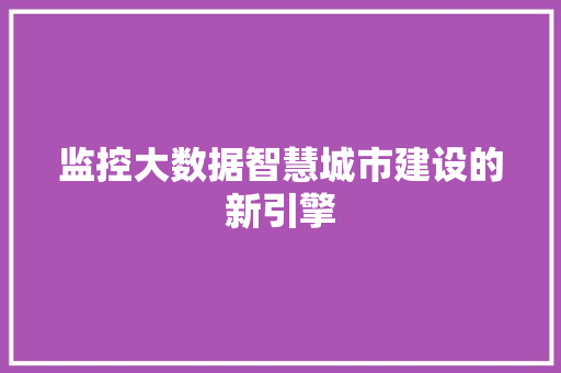 监控大数据智慧城市建设的新引擎  第1张