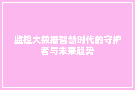 监控大数据智慧时代的守护者与未来趋势  第1张