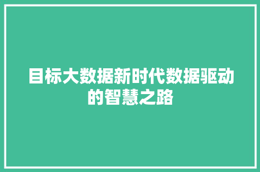 目标大数据新时代数据驱动的智慧之路  第1张