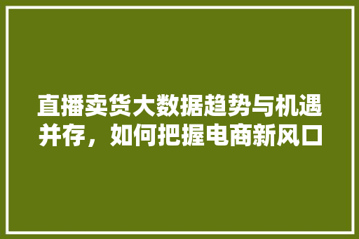 直播卖货大数据趋势与机遇并存，如何把握电商新风口  第1张
