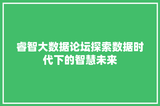 睿智大数据论坛探索数据时代下的智慧未来  第1张