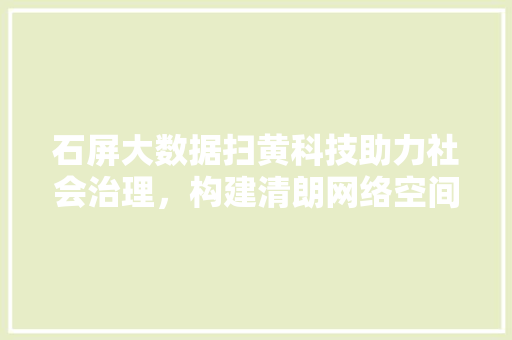 石屏大数据扫黄科技助力社会治理，构建清朗网络空间  第1张