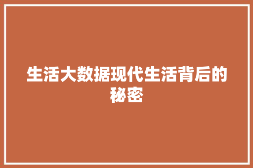 生活大数据现代生活背后的秘密