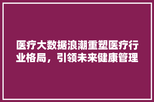 医疗大数据浪潮重塑医疗行业格局，引领未来健康管理  第1张