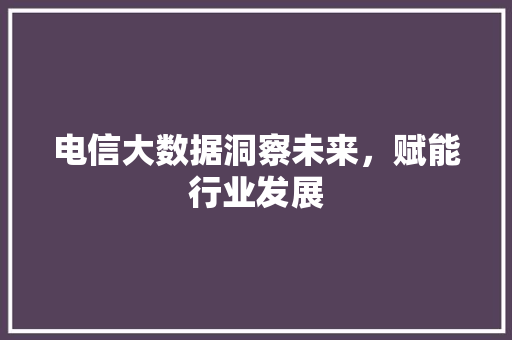 电信大数据洞察未来，赋能行业发展  第1张
