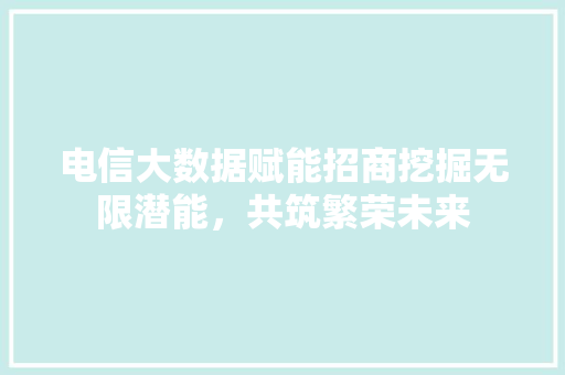 电信大数据赋能招商挖掘无限潜能，共筑繁荣未来  第1张
