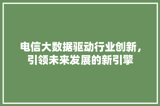 电信大数据驱动行业创新，引领未来发展的新引擎  第1张