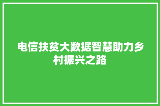 电信扶贫大数据智慧助力乡村振兴之路  第1张