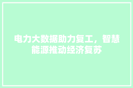 电力大数据助力复工，智慧能源推动经济复苏  第1张