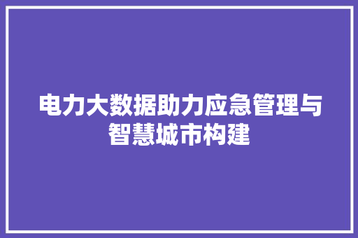 电力大数据助力应急管理与智慧城市构建  第1张