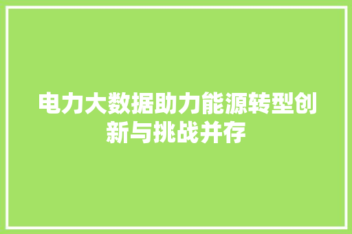电力大数据助力能源转型创新与挑战并存  第1张