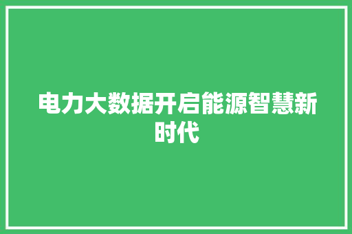 电力大数据开启能源智慧新时代  第1张