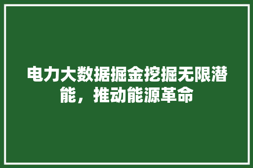 电力大数据掘金挖掘无限潜能，推动能源革命  第1张