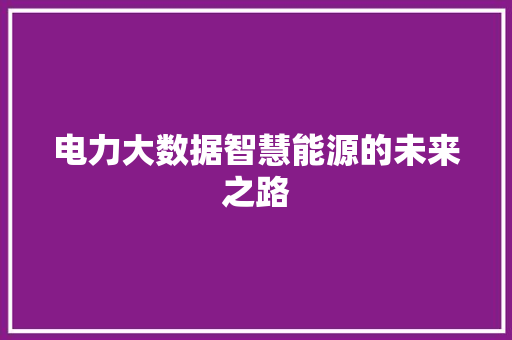电力大数据智慧能源的未来之路  第1张