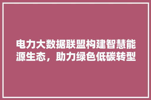 电力大数据联盟构建智慧能源生态，助力绿色低碳转型  第1张