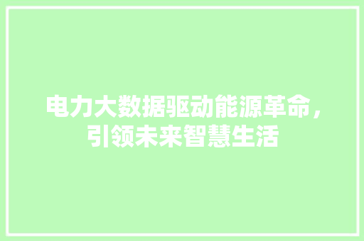 电力大数据驱动能源革命，引领未来智慧生活  第1张