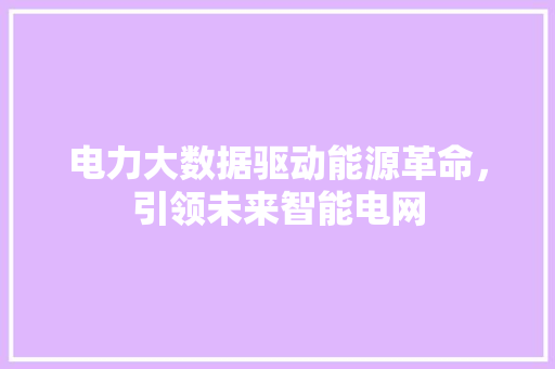 电力大数据驱动能源革命，引领未来智能电网  第1张