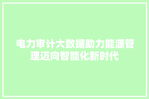 电力审计大数据助力能源管理迈向智能化新时代  第1张
