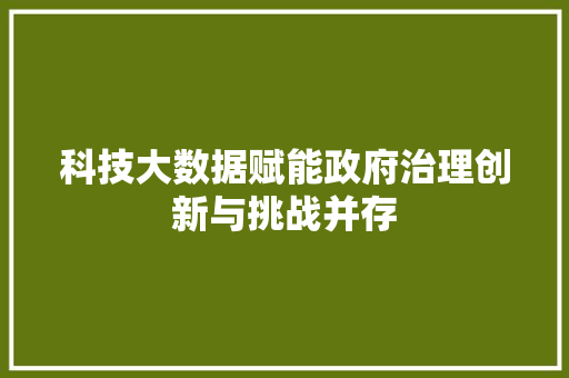 科技大数据赋能政府治理创新与挑战并存
