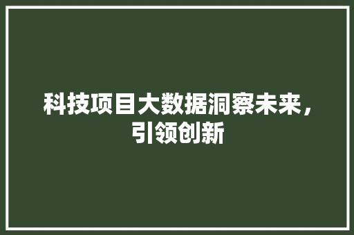 科技项目大数据洞察未来，引领创新  第1张