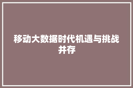 移动大数据时代机遇与挑战并存  第1张