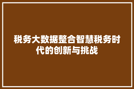 税务大数据整合智慧税务时代的创新与挑战  第1张