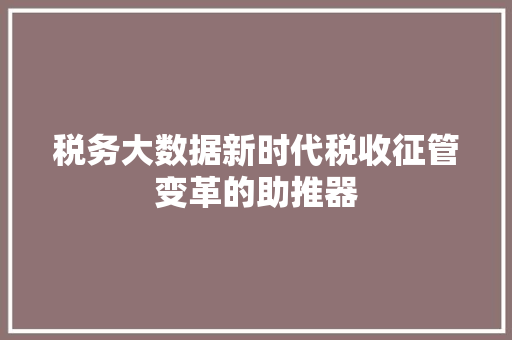 税务大数据新时代税收征管变革的助推器  第1张