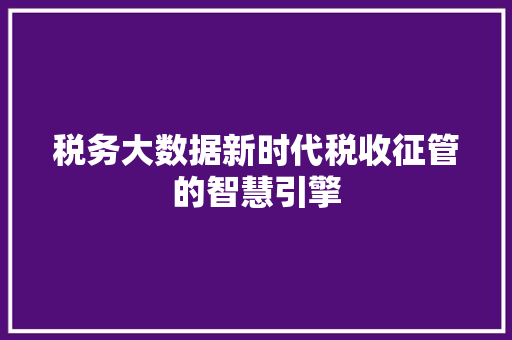 税务大数据新时代税收征管的智慧引擎  第1张