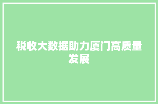 税收大数据助力厦门高质量发展  第1张