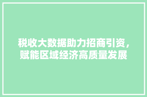 税收大数据助力招商引资，赋能区域经济高质量发展  第1张