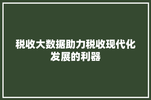 税收大数据助力税收现代化发展的利器  第1张