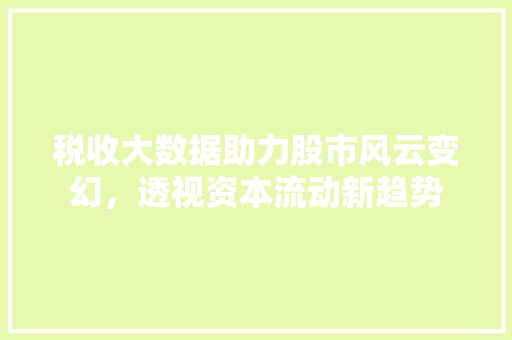税收大数据助力股市风云变幻，透视资本流动新趋势  第1张