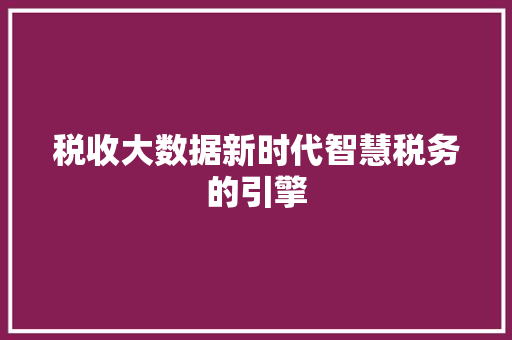 税收大数据新时代智慧税务的引擎  第1张