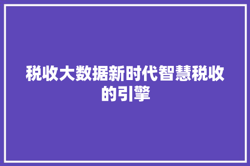 税收大数据新时代智慧税收的引擎  第1张