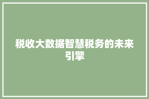 税收大数据智慧税务的未来引擎  第1张