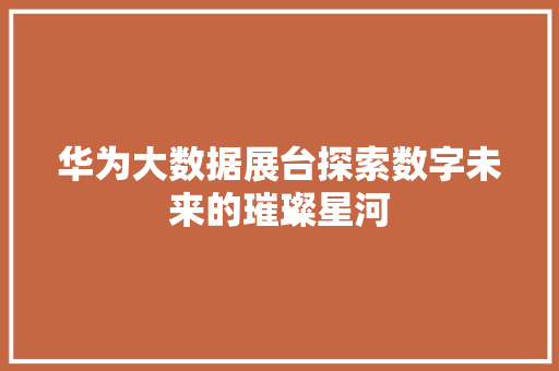 华为大数据展台探索数字未来的璀璨星河  第1张