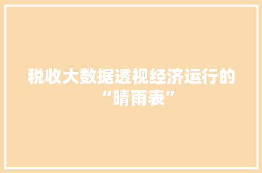税收大数据透视经济运行的“晴雨表”  第1张